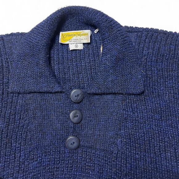 Artesanías Pachamama 100% Alpaca Wool Hand Knit Polo Sweater Jumper Medium - Picture 4 of 7